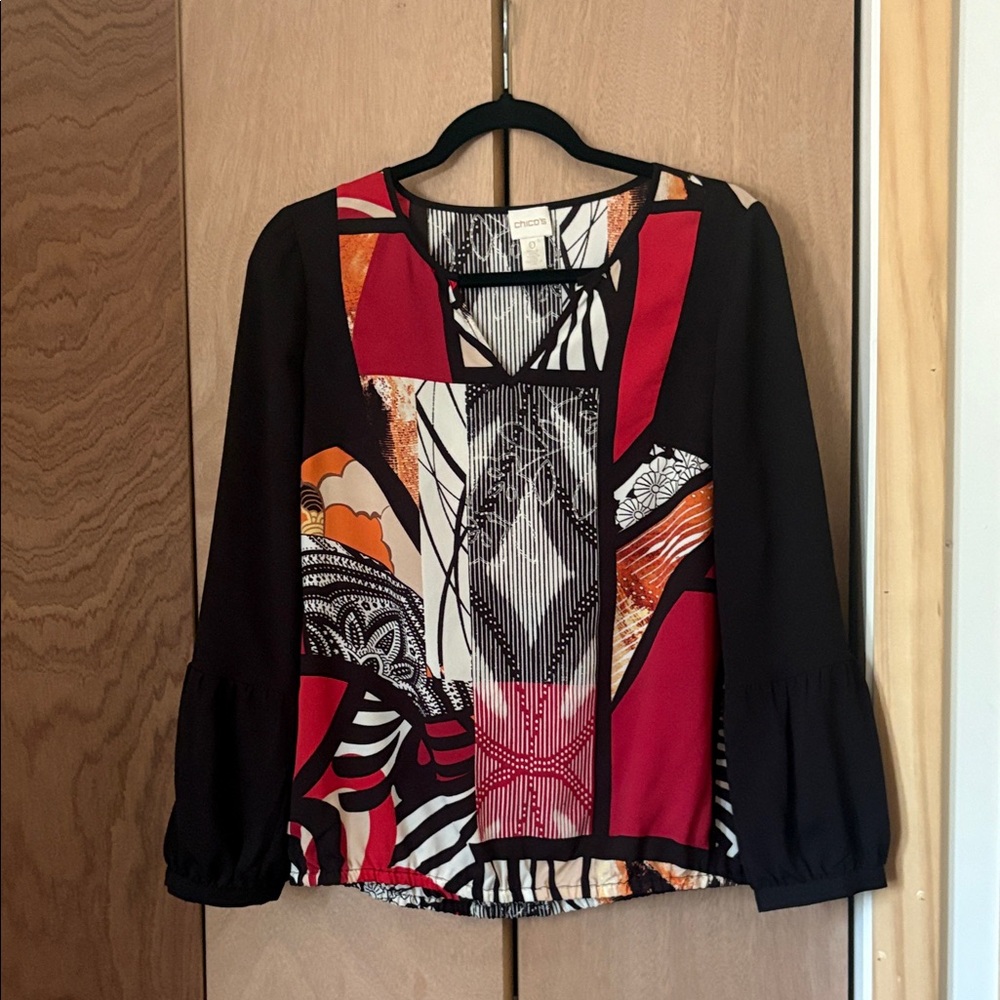 Chico's Multicolor Abstract Blouse Chicos size 0